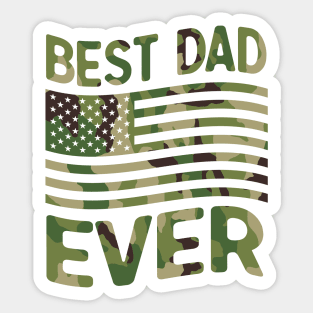 Best Dad Ever American Flag Military Camoufage Fathers Day Gift Sticker